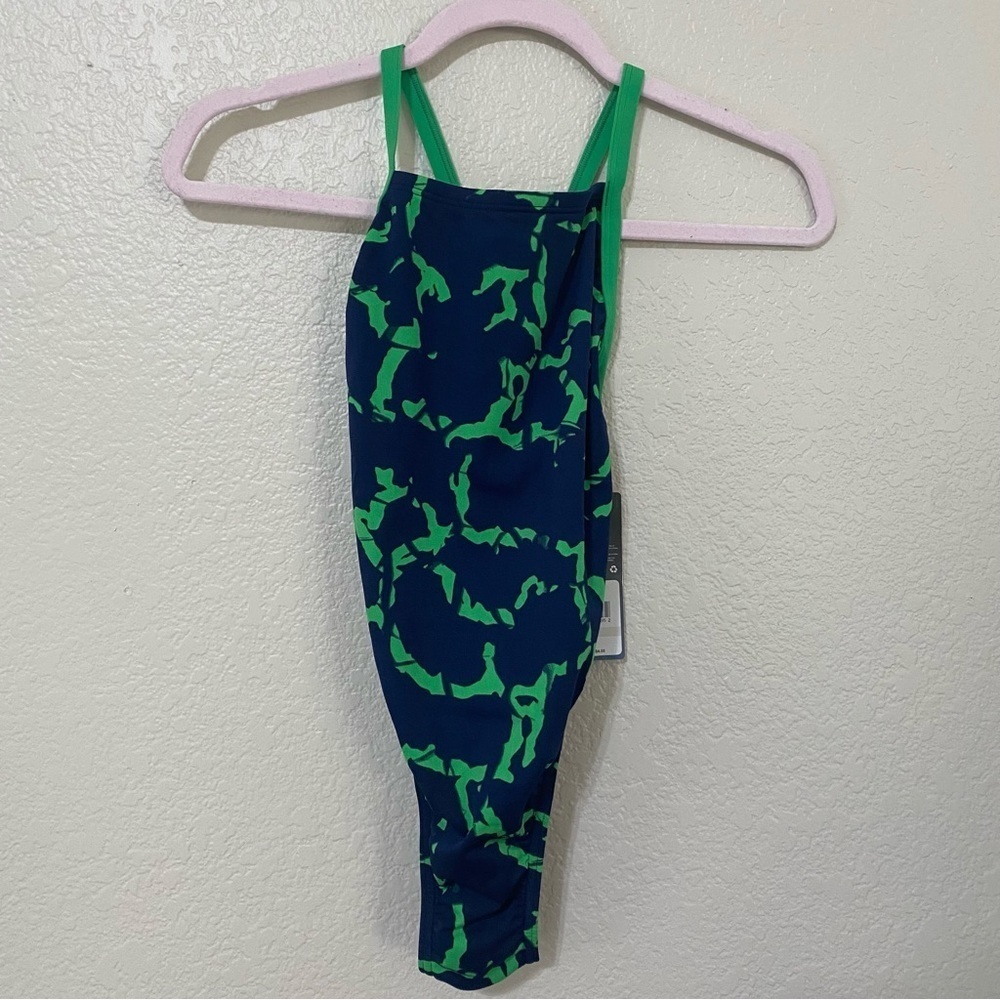 Speedo Endurance + Navy and Green One Piece Swim
